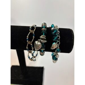 Bracelets Charm Blue Stones With Silver Tone Y2K Retro Vibes